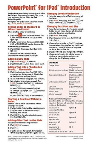 Read Microsoft PowerPoint for iPad Quick Reference Guide: Introduction (Cheat Sheet of Instructions, Tips & Shortcuts - Laminated Card) - Beezix Inc. | PDF