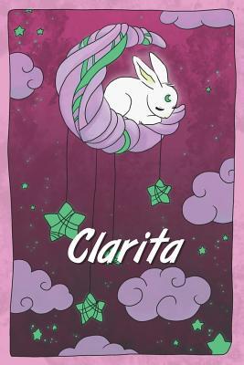 Read Online Clarita: personalized notebook sleeping bunny on the moon with stars softcover 120 pages blank useful as notebook, dream diary, scrapbook, journal or gift idea - Jenny Illus | PDF