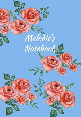 Download Melodie's Notebook: Personalized Journal - Garden Flowers Pattern. Red Rose Blooms on Baby Blue Cover. Dot Grid Notebook for Notes, Journaling. Floral Watercolor Design with First Name -  file in PDF